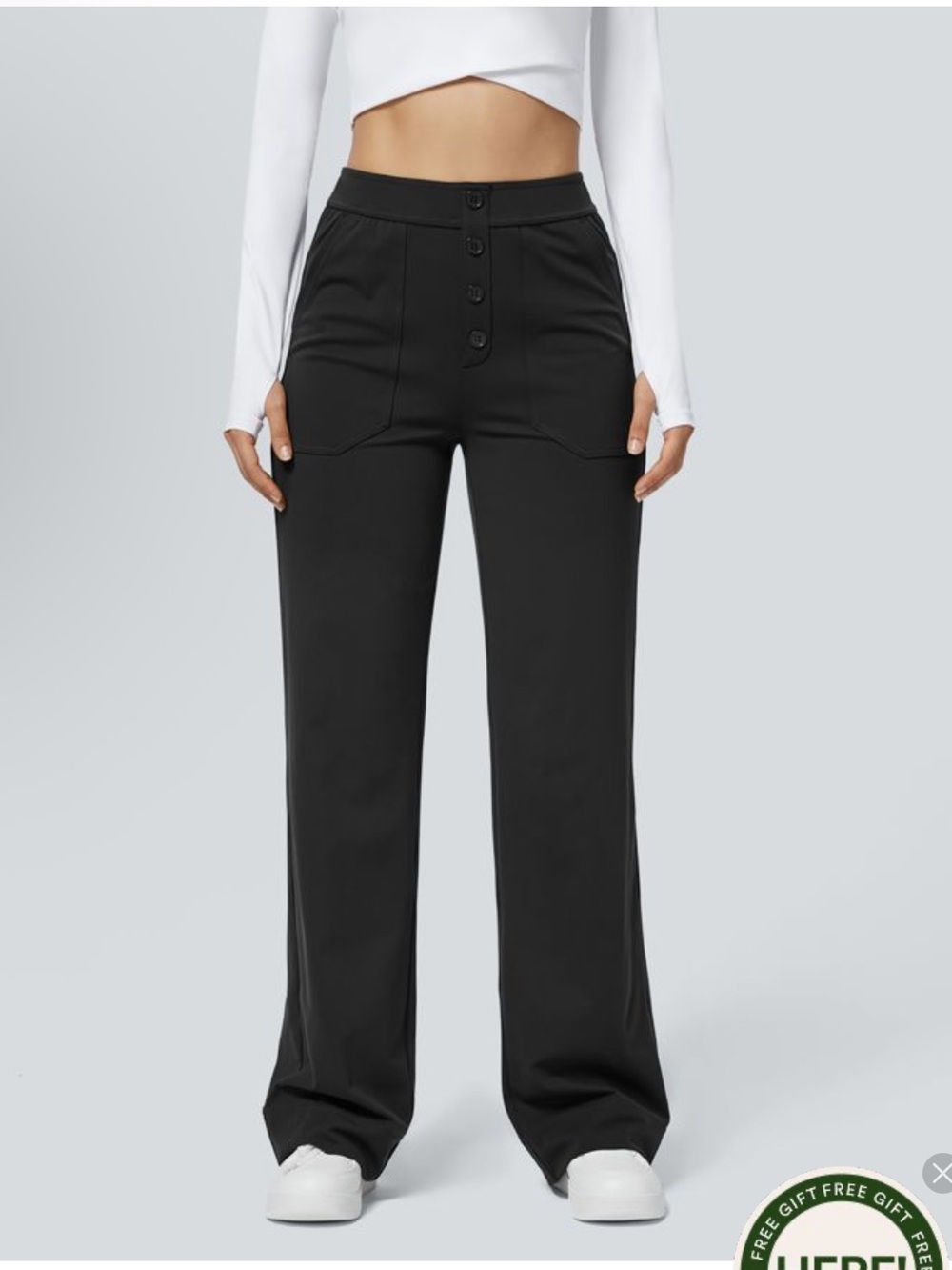 Halara High-Rise Wide-Leg Women's Pants - Black - Picture 3 of 8